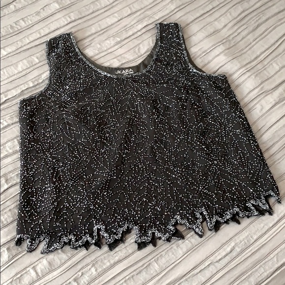 JKara Black Beaded Tank - Picture 3 of 12
